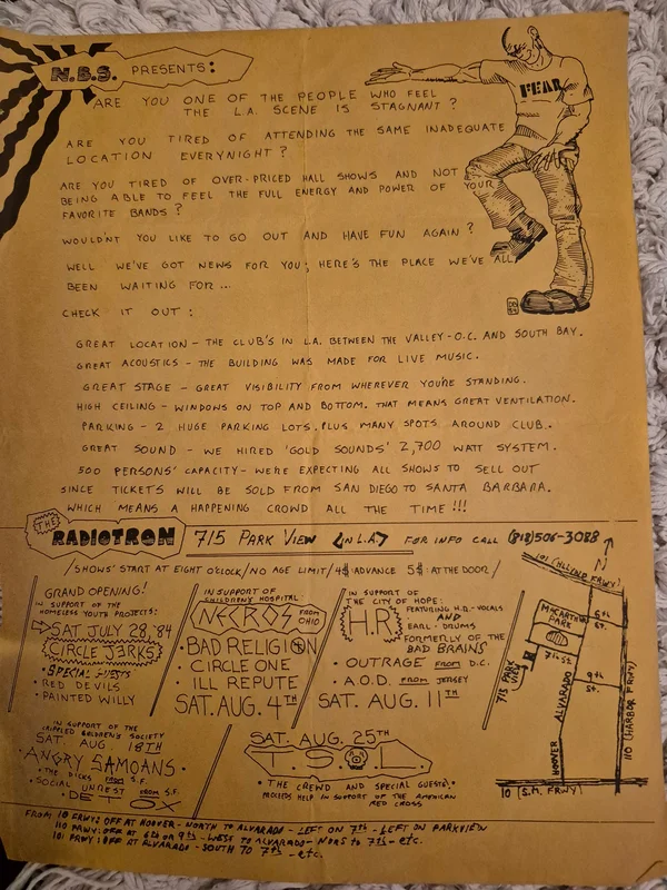 $15 PUNK FLYER - (11x8.5) Necros Circle Jerks Bad Religion
