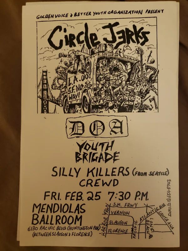 $15 PUNK FLYER - (5.5x8.5) CIRCLE JERKS DOA YOUTH BRIGADE