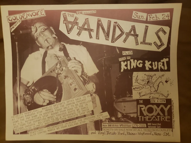 $15 PUNK FLYER - (8.5 x 11) VANDALS KING KURT
