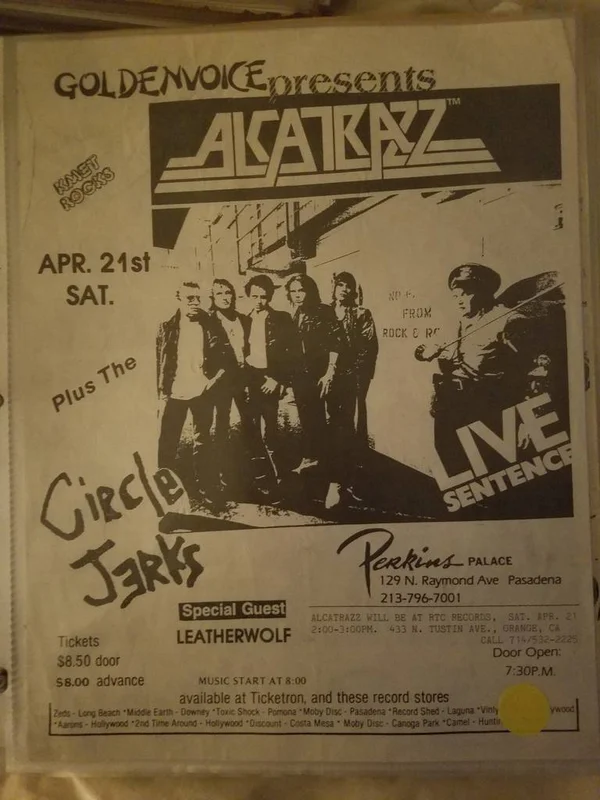 $15 PUNK FLYER ALCATRAZZ CIRCLE JERKS