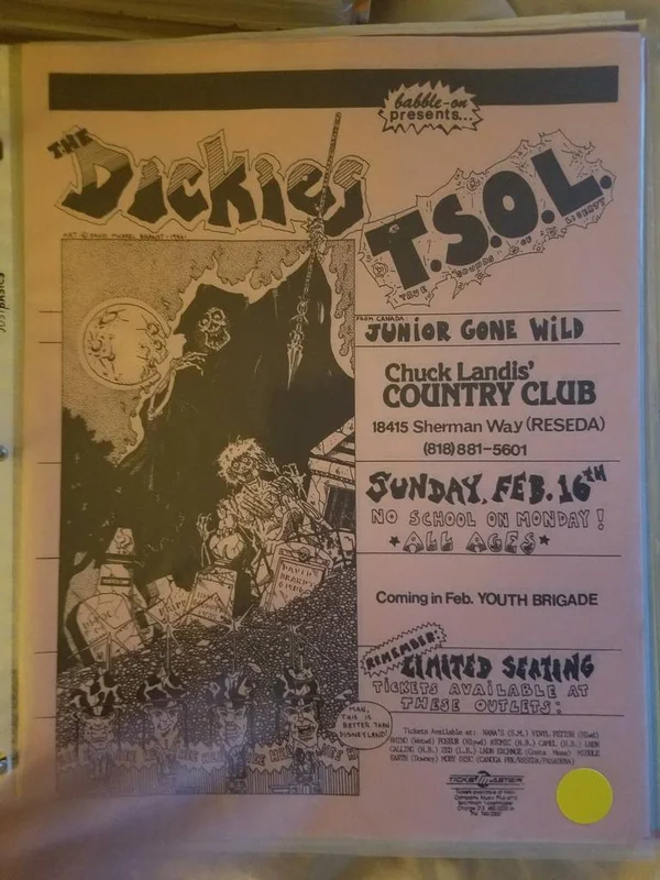 $15 PUNK FLYER THE DICKIES TSOL