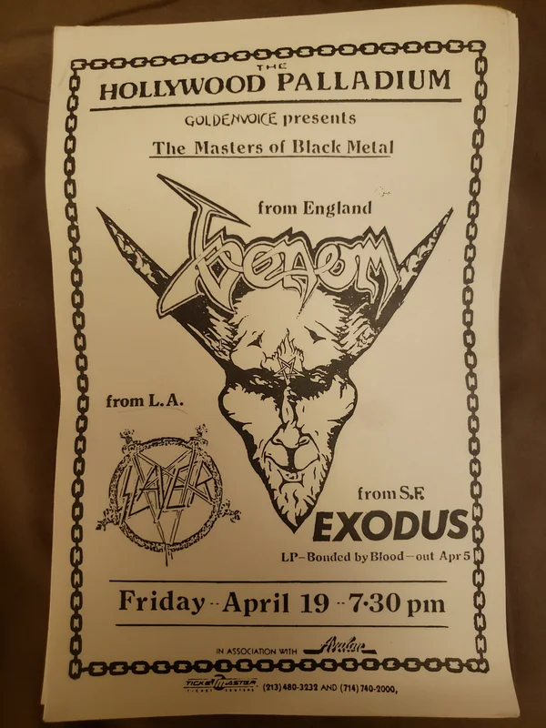 $20 PUNK FLYER  (4.5 x 8.5) VENOM SLAYER EXODUS