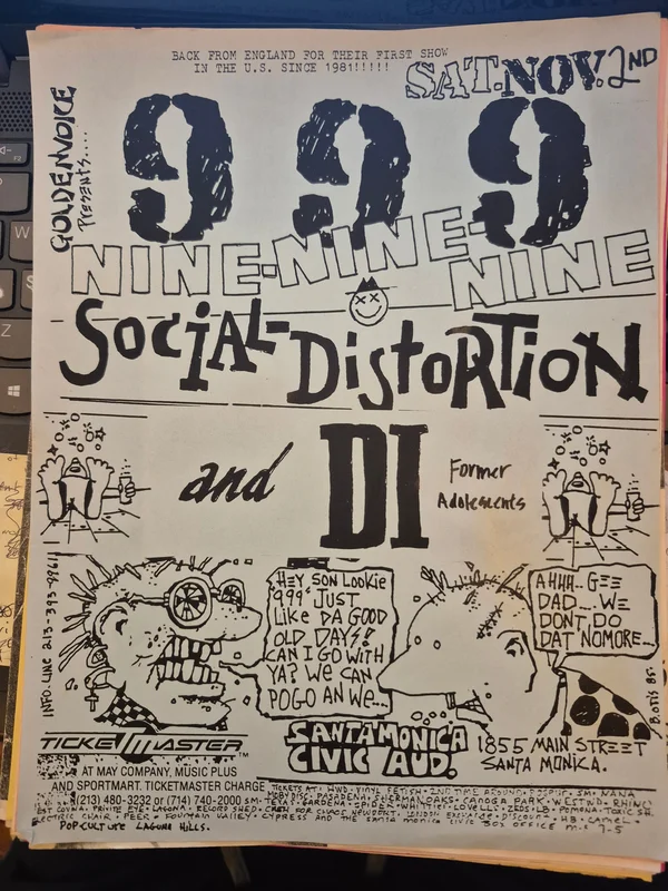 $20 PUNK FLYER  (8.5 x 11) 999 Social Distortion