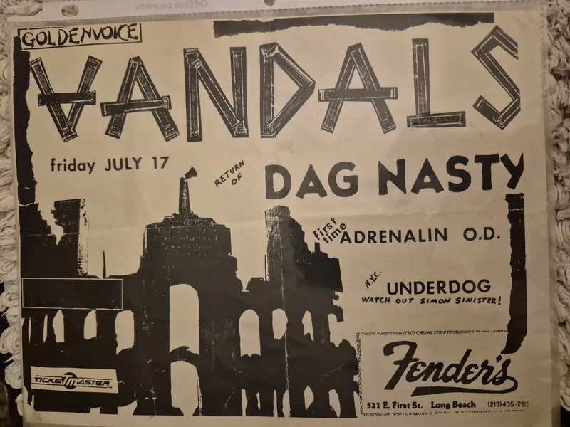 $20 PUNK FLYER  (8.5 x 11) Vandals Dag Nasty