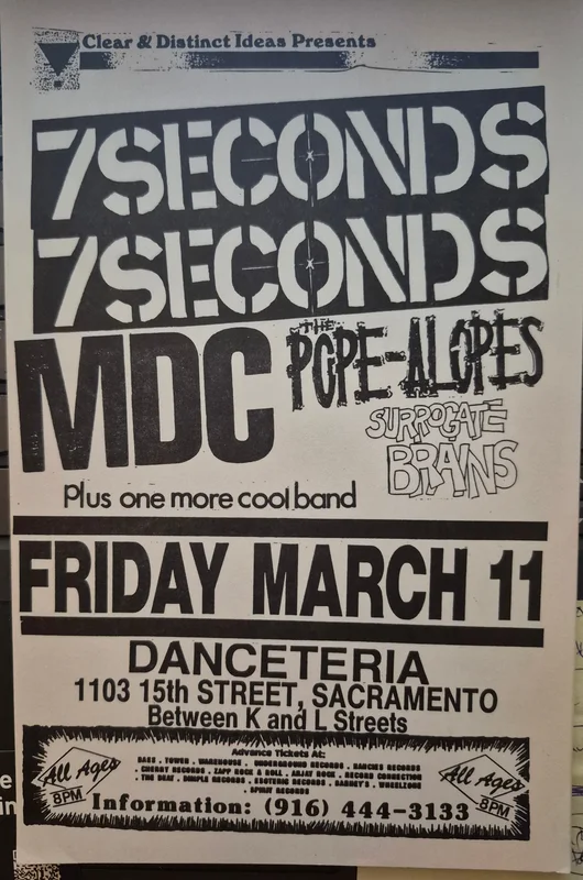 $20 PUNK FLYER  (8.5 x 4.5) 7 Seconds MDC