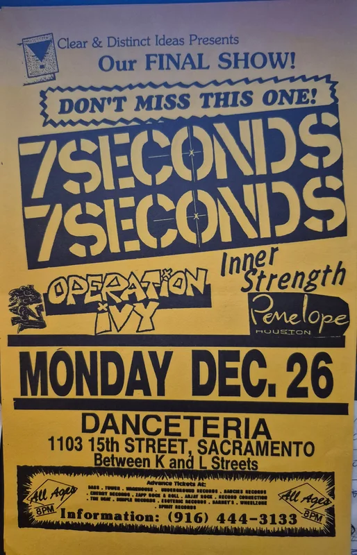 $20 PUNK FLYER  (8.5 x 4.5) 7 Seconds Operation Ivy