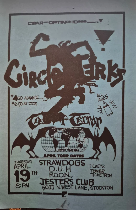 $20 PUNK FLYER  (8.5 x 4.5) Circle Jerks Tales Of Terror