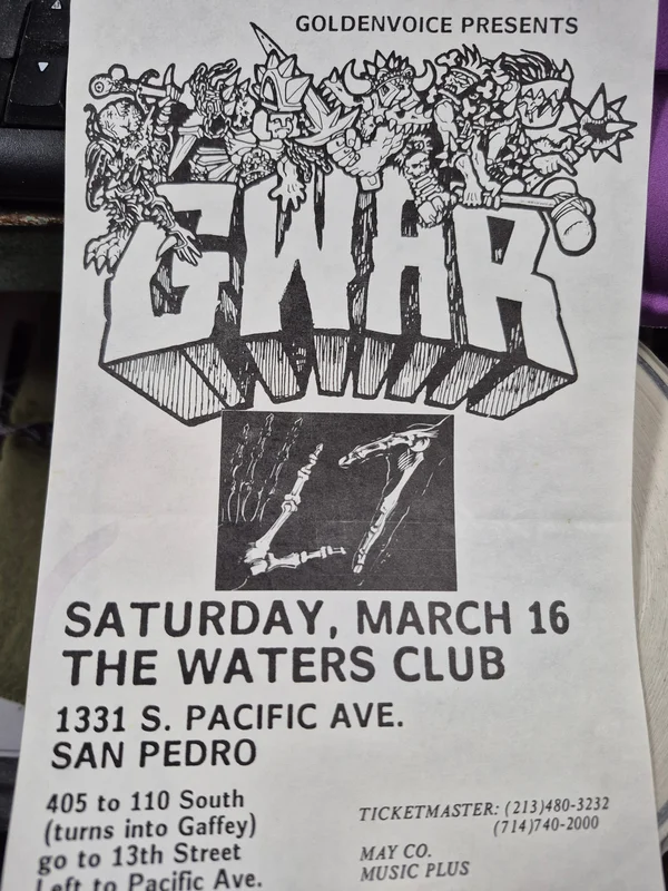 $20 PUNK FLYER  (8.5 x 4.5) GWAR L7