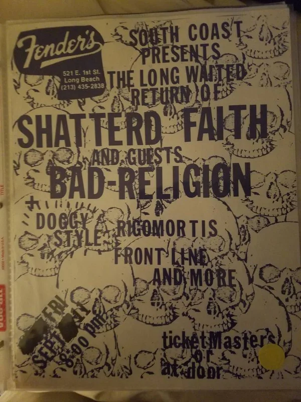 $20 PUNK FLYER - BAD RELIGION SHATTERED FAITH
