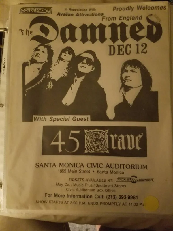 $20 PUNK FLYER - DAMNED 45 GRAVE