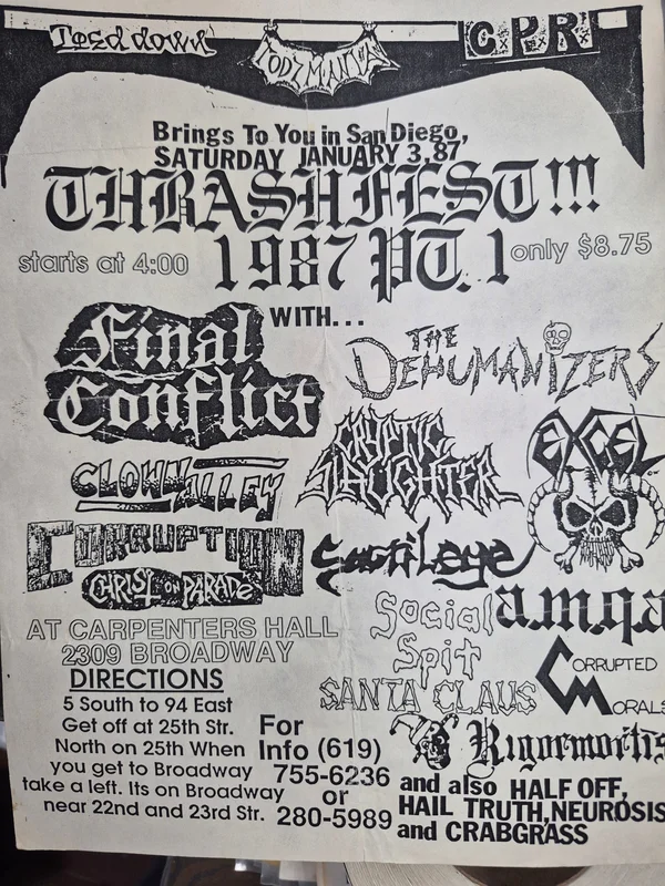 $30 PUNK FLYER - (8.5 X 11) FINAL CONFLICT CRYPTIC SLAUGHTER EXCEL