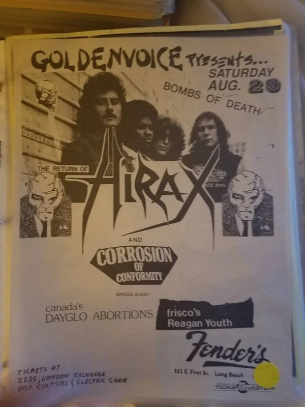 $30 PUNK FLYER (8.5 x 11) HIRAX CORROSION OF CONFORMITY