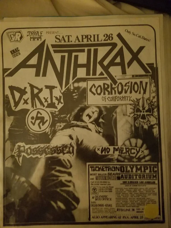 $30 PUNK FLYER - ANTHRAX DRI CORROSION OF CONFORMITY