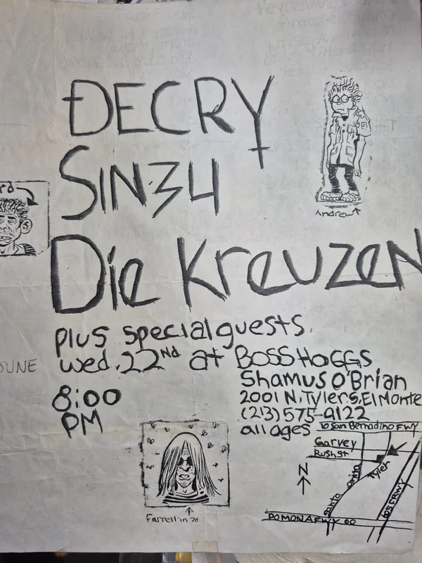 $40 PUNK FLYER (8.5 x 11) DECRY SIN 34 DIE KREUZEN