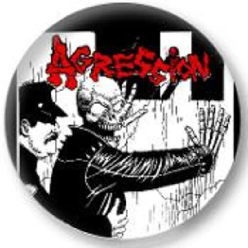 AGRESSION  SKULL button (1 inch)