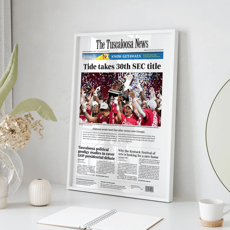 Alabama Crimson Tide 30th SEC Championship Front Page Wall Art