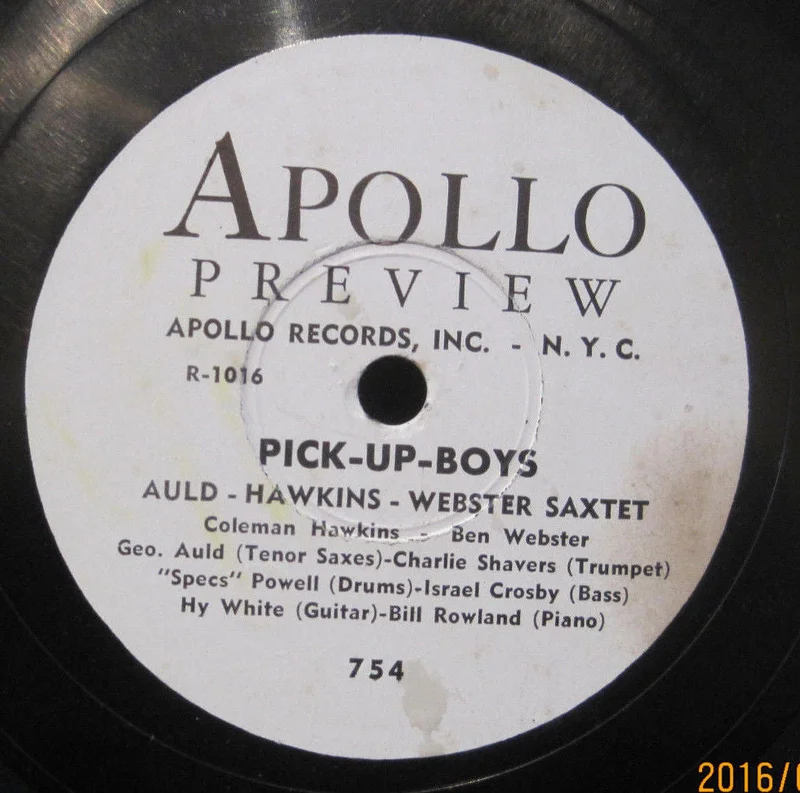 Auld / Hawkins / Webster Saxtet - Pick-Up Boys b/w Porgy Promo