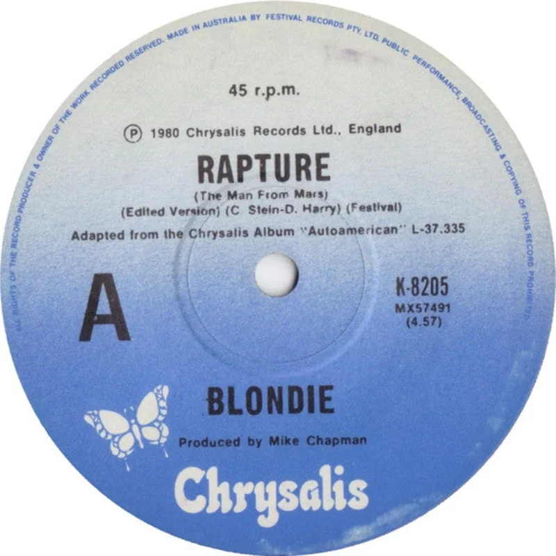 Blondie - Rapture (The Man From Mars) 1979 USED POST PUNK  7" (aus)