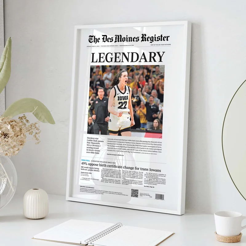 Caitlin Clark Legendary Front Page Wall Art