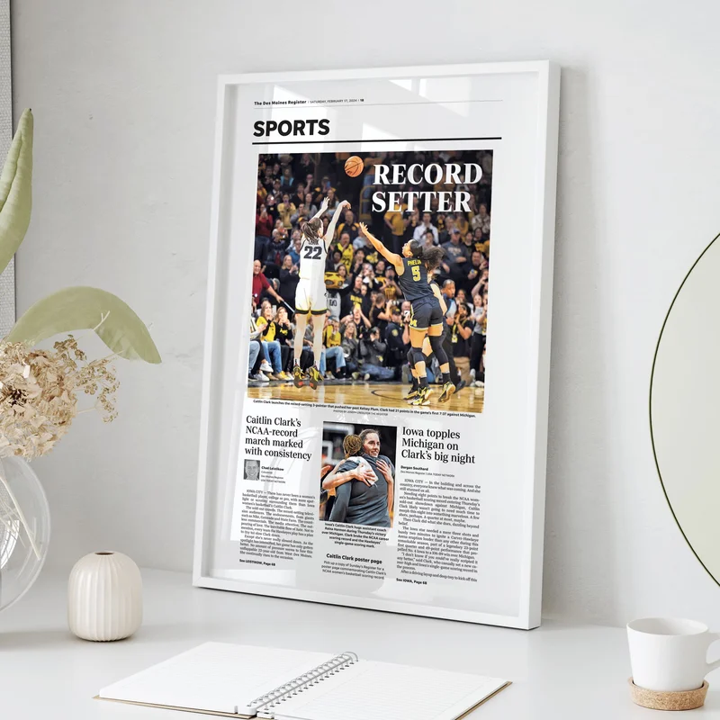 Caitlin Clark Record Setter Front Page Wall Art