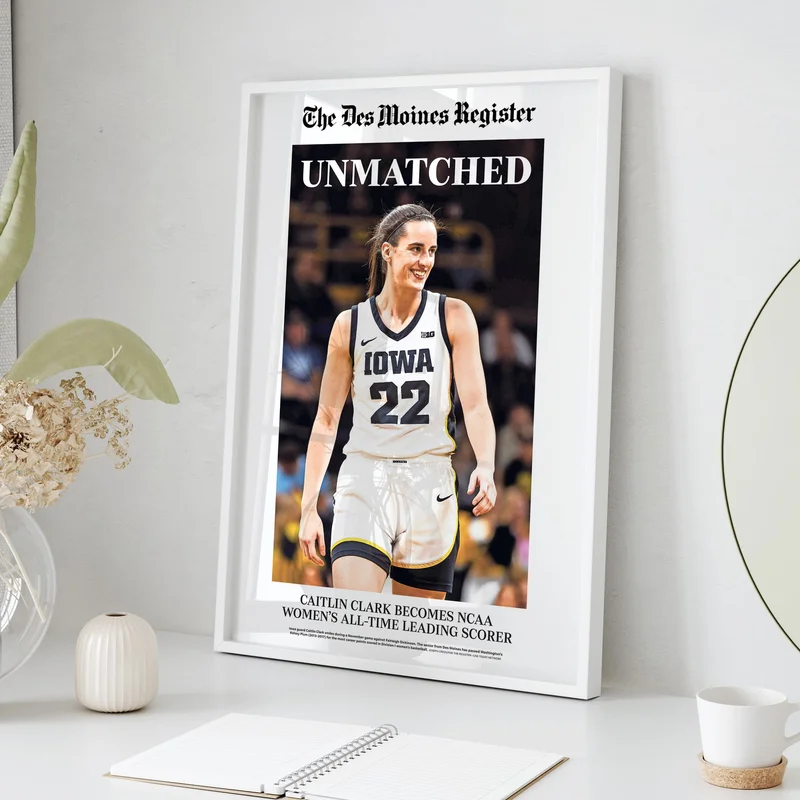 Caitlin Clark Unmatched Scoring Record Front Page Wall Art