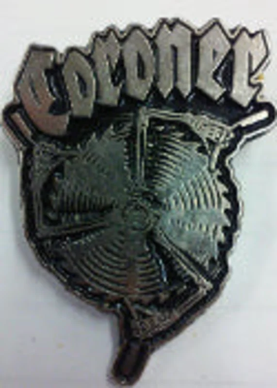 CORONER - SAW BLADE METAL BADGE