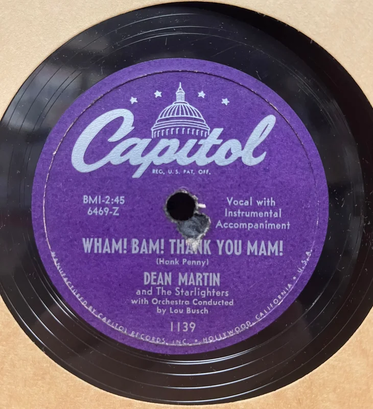 Dean Martin - Wham! Bam! Thank You Mam! b/w Peddler's Serenade
