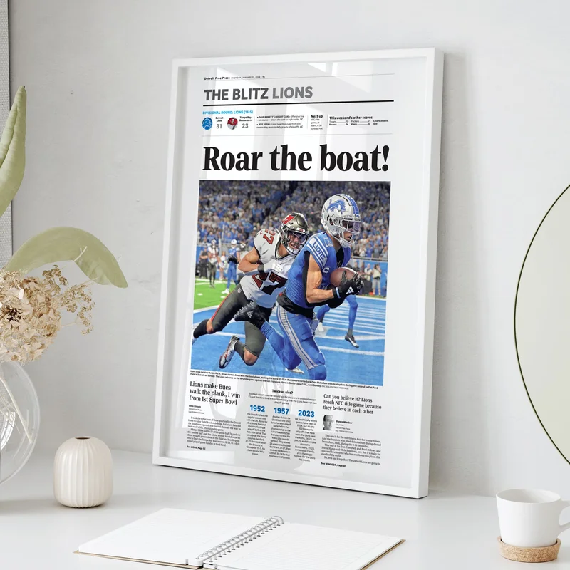 Detroit Lions Roar the Boat Front Page Wall Art