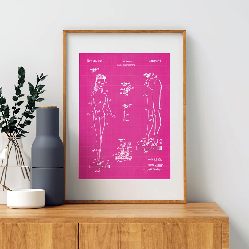 Doll Patent Wall Art Pink