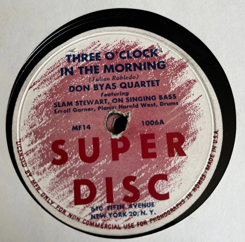 Don Byas - Three O'Clock in The Morning b/w One O'Clock Jump