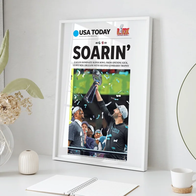 Eagles Soarin' Super Bowl LIX Commemorative Front Page Wall Art