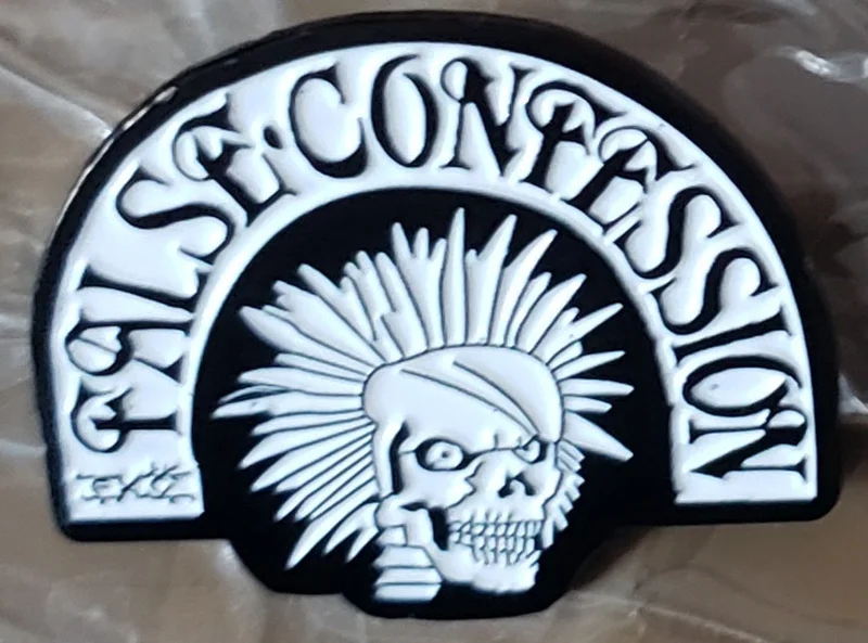 FALSE CONFESSION ENAMEL BADGE