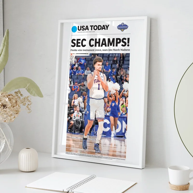 Florida Gators Basketball SEC Champs Front Page Wall Art