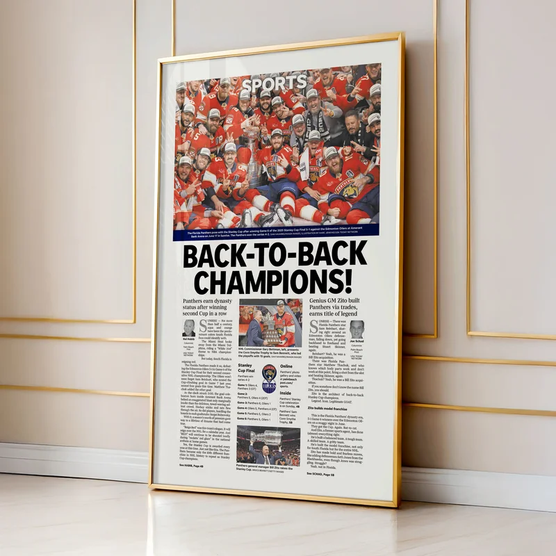 Florida Panthers Back-To-Back Champions Front Page