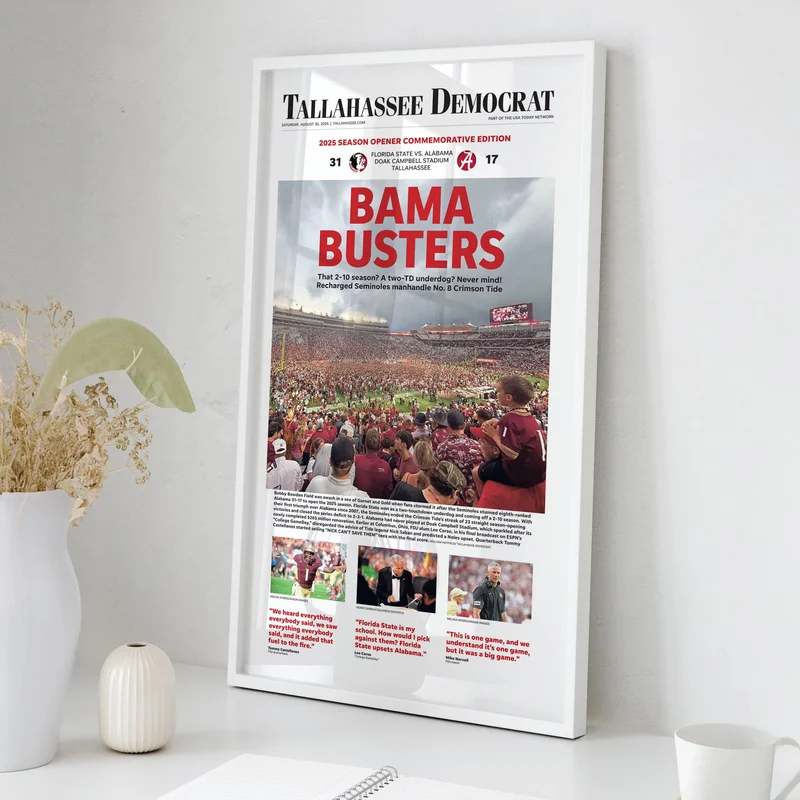 Florida State Stuns Alabama in Opener Historic Front Page