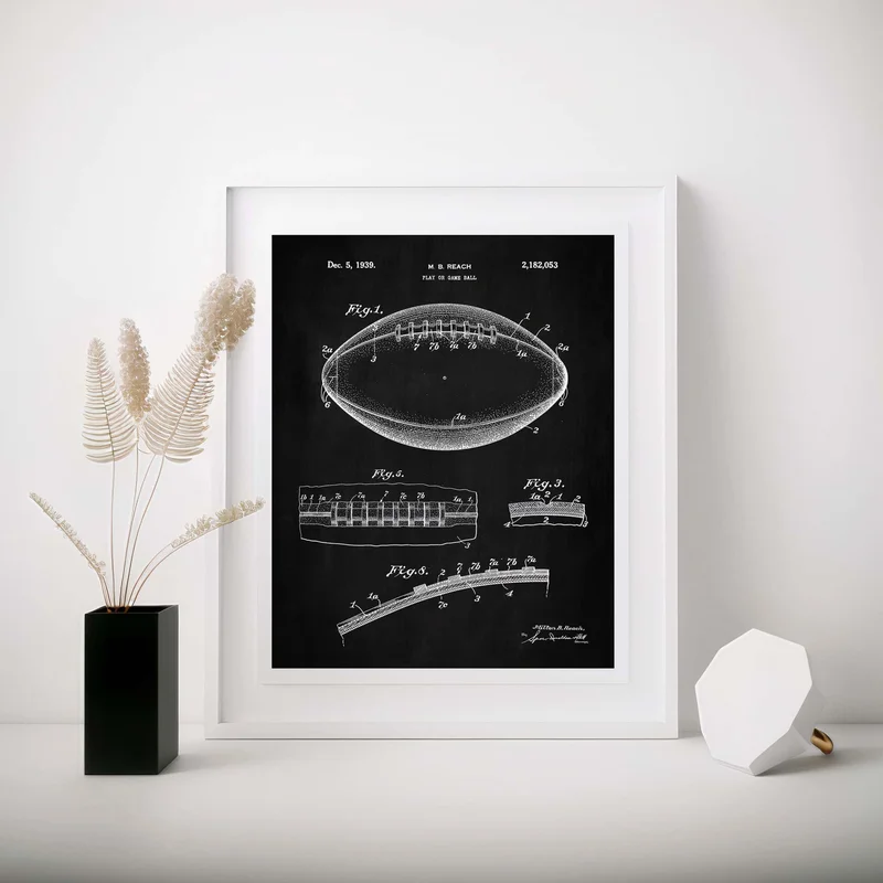 Football Patent Wall Art - Chalkboard