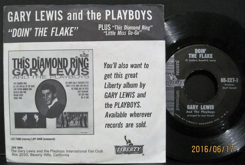Gary Lewis & The Playboys - Doin' The Flake b/w This Diamond Ring & Little Miss GoGo  PS