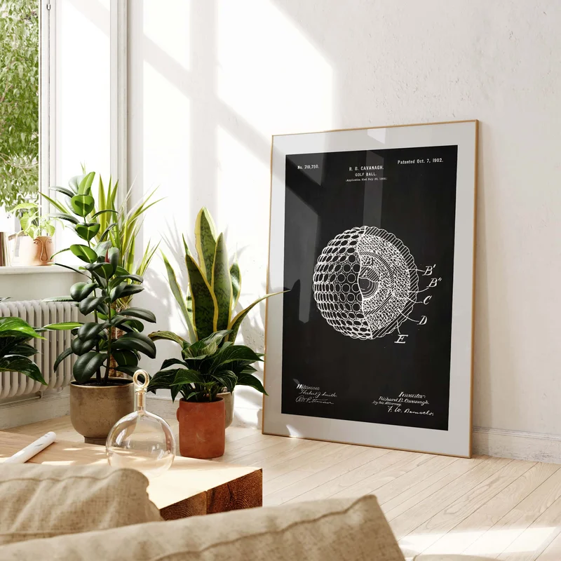 Golf Ball Patent Wall Art Vintage Paper