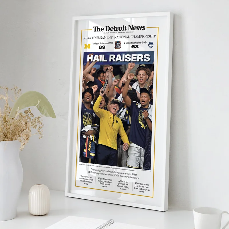 Hail Raisers Michigan Basketball 2026 Champs Detroit News Front Page Wall Art
