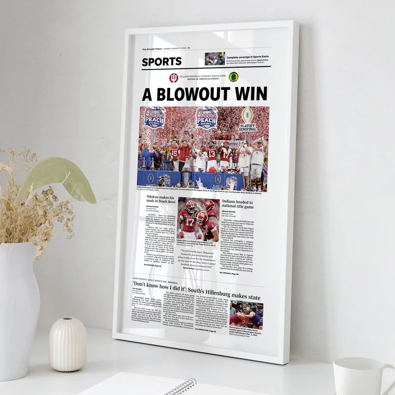 Indiana Football Peach Bowl Champs Front Page Wall Art