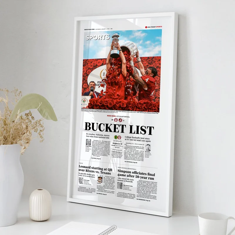 Indiana Football Rose Bowl Champs Front Page Wall Art