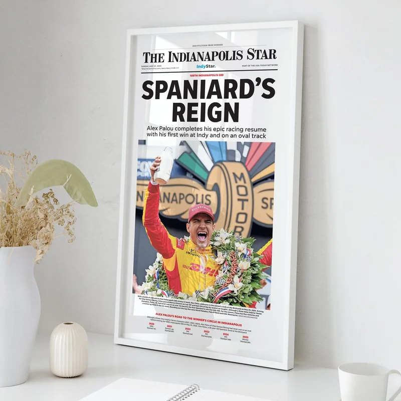 Indianapolis 500 Alex Palou Spaniard's Reign Front Page Wall Art