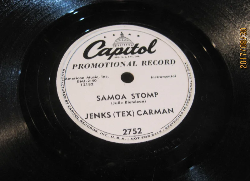 Jenks (Tex) Carman - Samoa Stomp b/w Sweet Luwanna