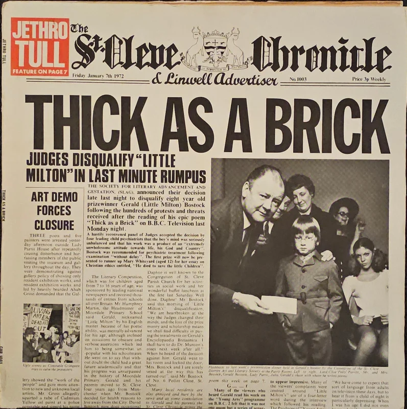 Jethro Tull - Thick As A Brick Lp (Fold Out Newspaper Issue)