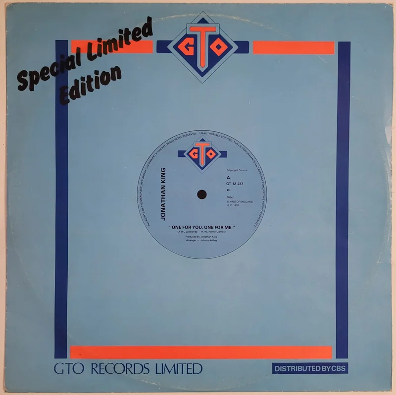 Jonathan King - One For You, One For Me 12" Single
