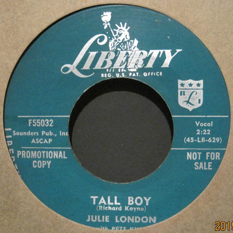 Julie London - Tall Boy b/w Now Baby Now  PROMO