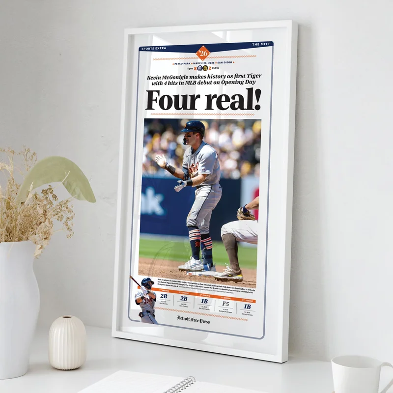 Kevin McGonigle 4-Hit MLB Debut Opening Day Front Page Wall Art