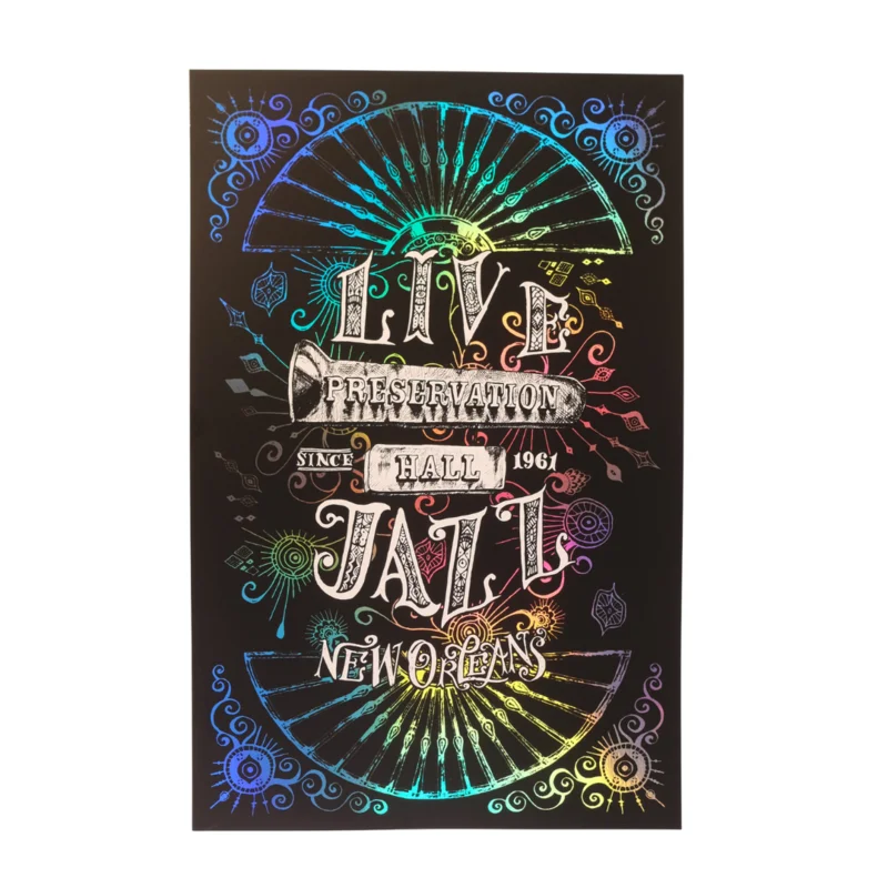 "Live Jazz" Rainbow Holographic Screen Printed Poster