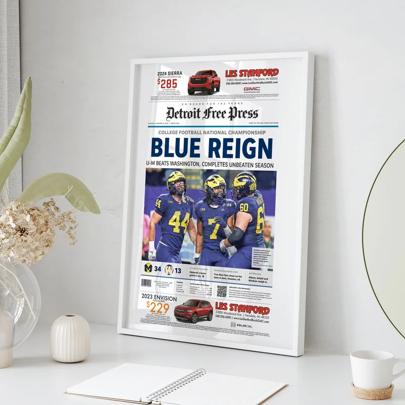 Michigan Blue Reign National Championship Front Page Wall Art