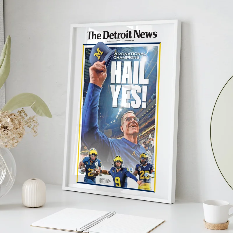 Michigan Hail Yes National Championship Front Page Wall Art